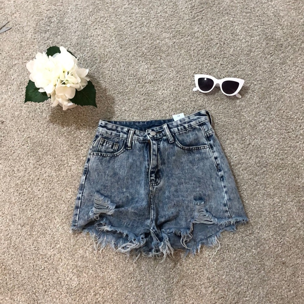Ripped jean shorts